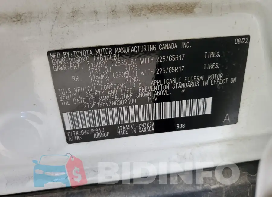 2T3F1RFV7NC302100 Photo# 13