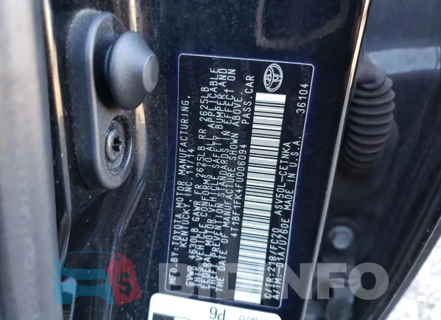4T1BF1FK4FU006094 Photo# 12