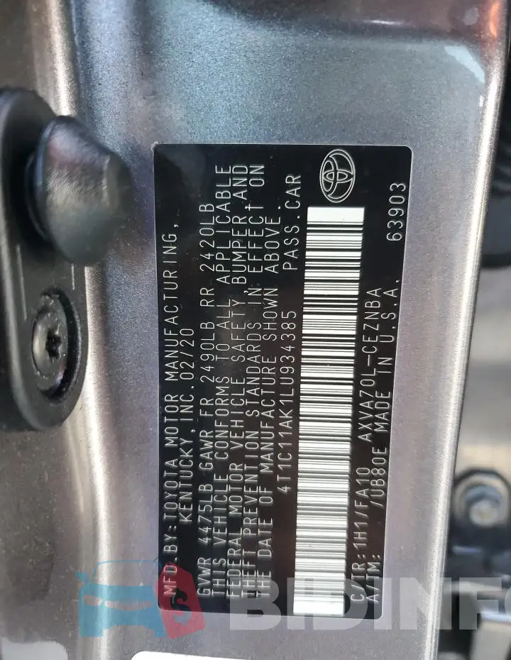 4T1C11AK1LU934385 Photo# 12