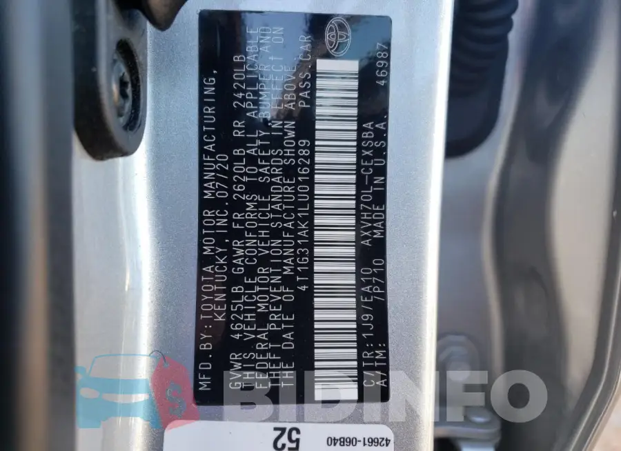 4T1G31AK1LU016289 Photo# 13
