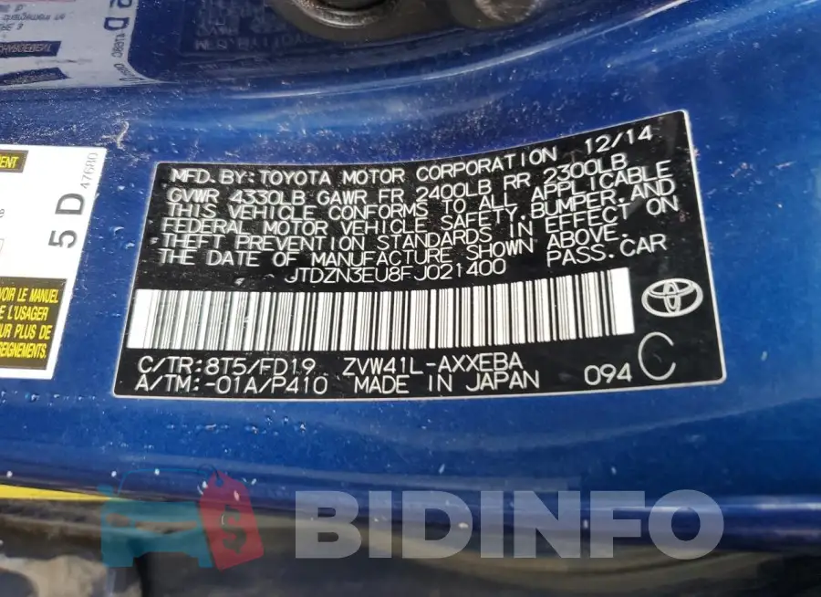 JTDZN3EU8FJ021400 Photo# 12