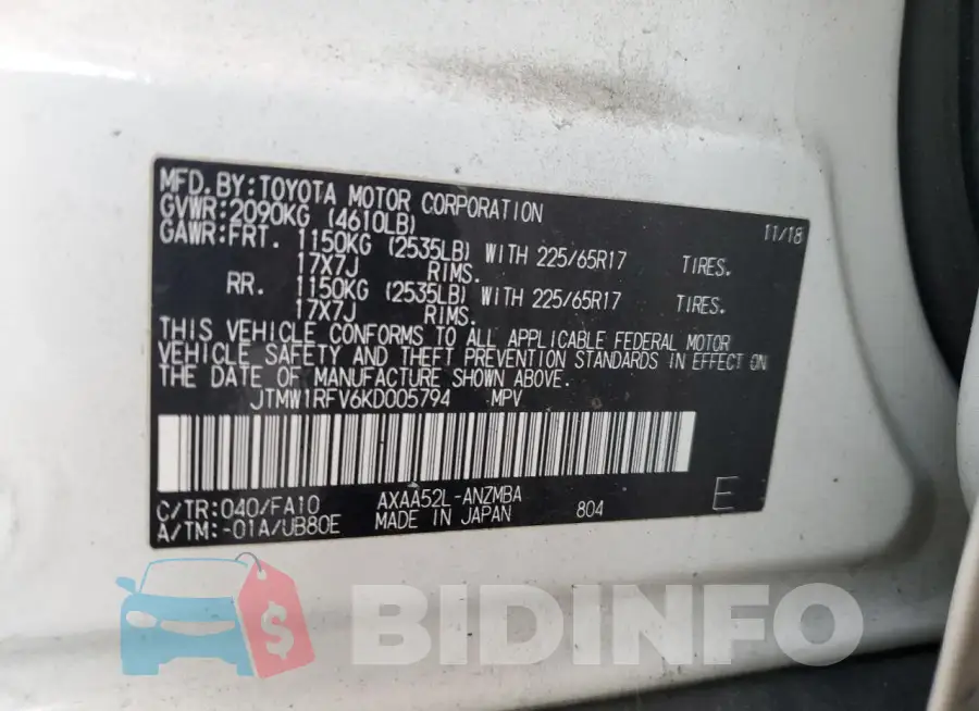 JTMW1RFV6KD005794 Photo# 13