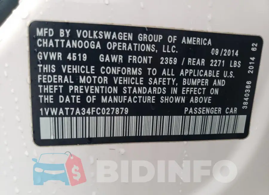 1VWAT7A34FC027879 Photo# 12