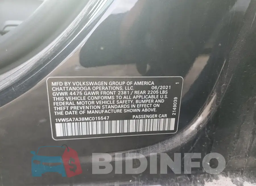 1VWSA7A38MC015547 Photo# 12