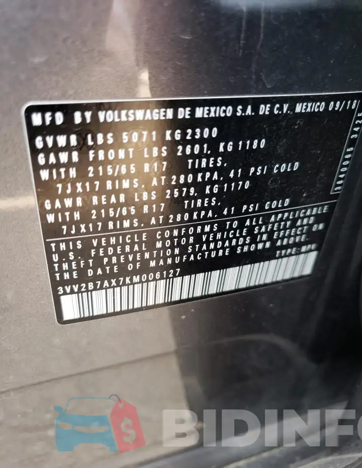 3VV2B7AX7KM006127 Photo# 12