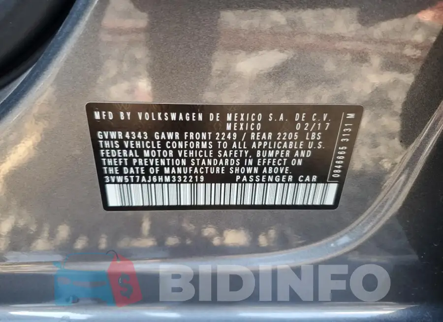 3VW5T7AJ6HM332219 Photo# 12
