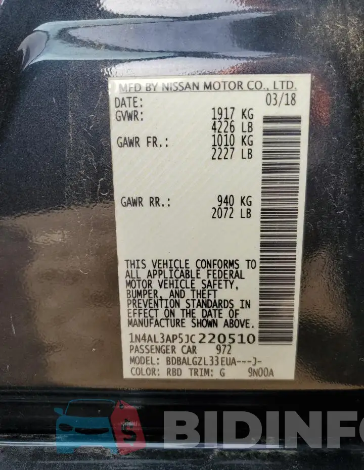 1N4AL3AP5JC220510 Photo# 12