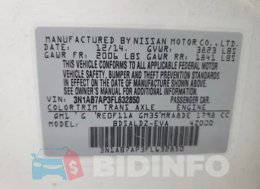 3N1AB7AP3FL632850 Photo# 12