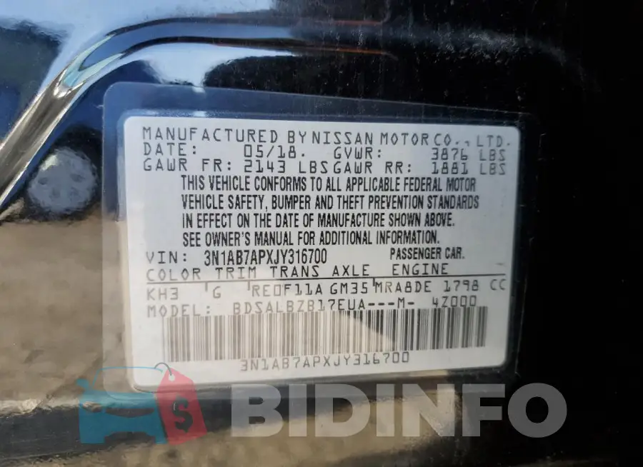 3N1AB7APXJY316700 Photo# 12