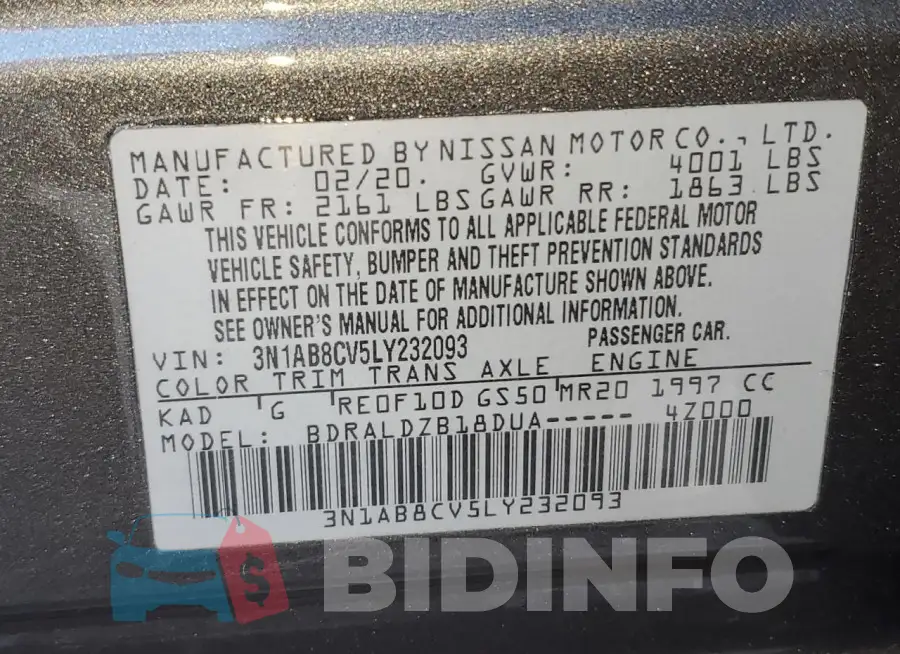 3N1AB8CV5LY232093 Photo# 13