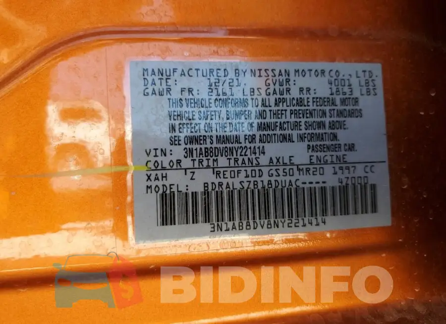 3N1AB8DV8NY221414 Photo# 12