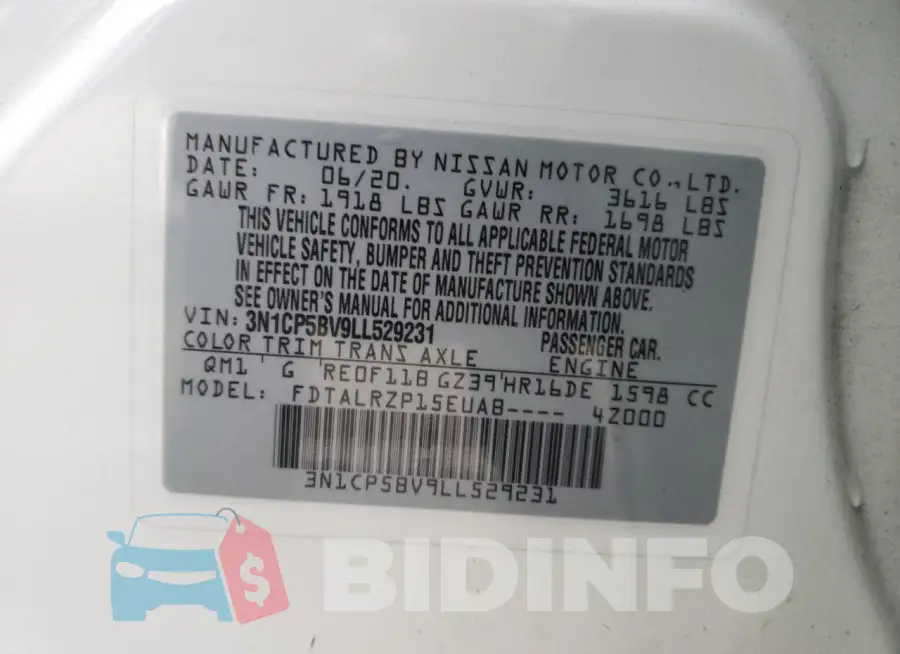 3N1CP5BV9LL529231 Photo# 13