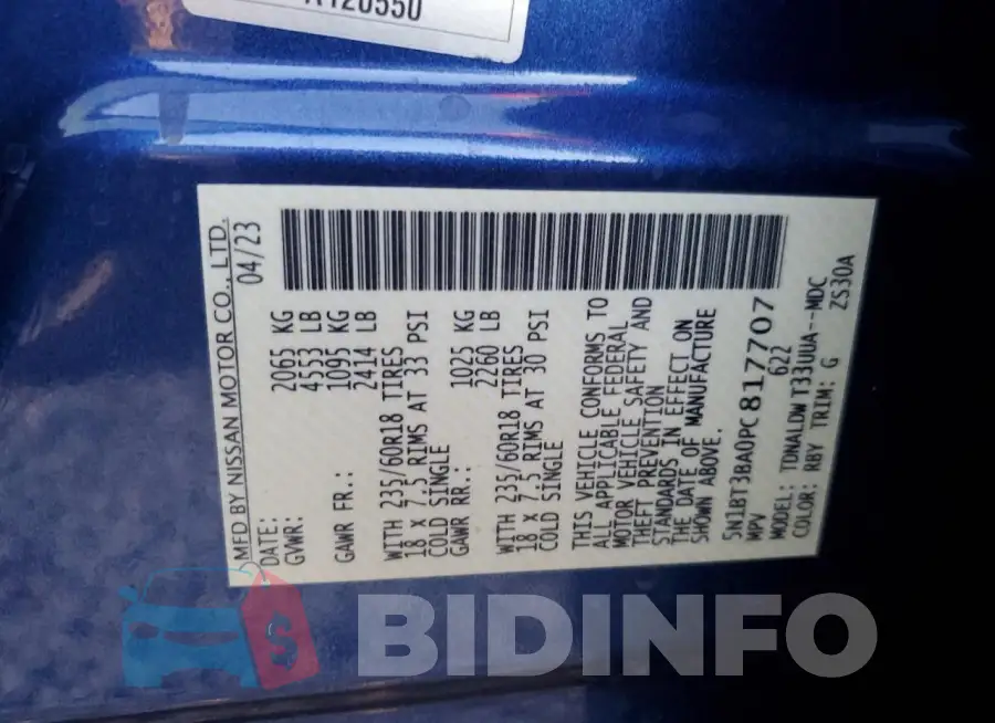 5N1BT3BA0PC817707 Photo# 12