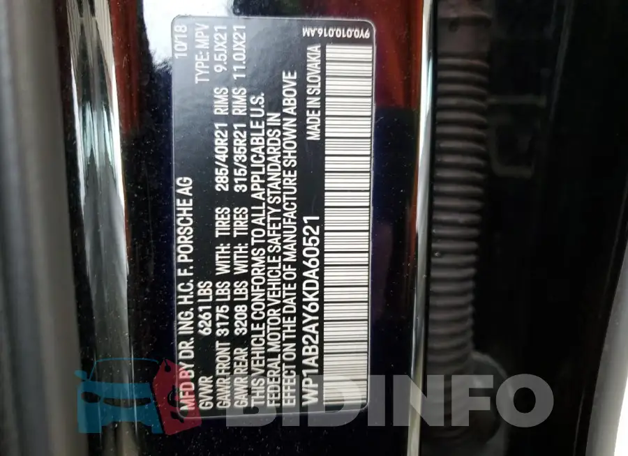 WP1AB2AY6KDA60521 Photo# 13