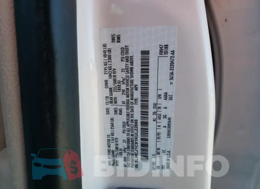 5LMCJ1C91KUL22886 Photo# 12