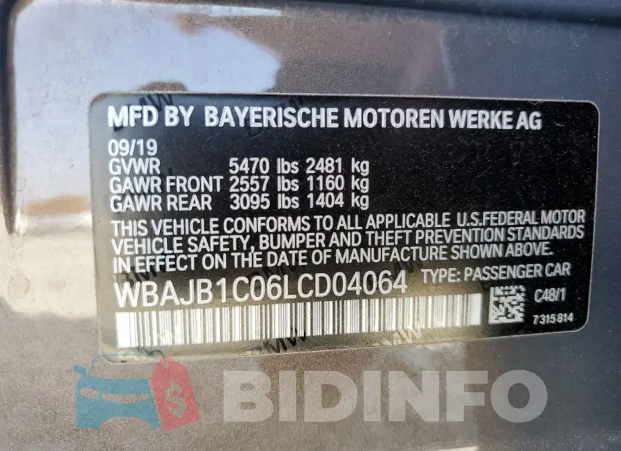 WBAJB1C06LCD04064 Photo# 12