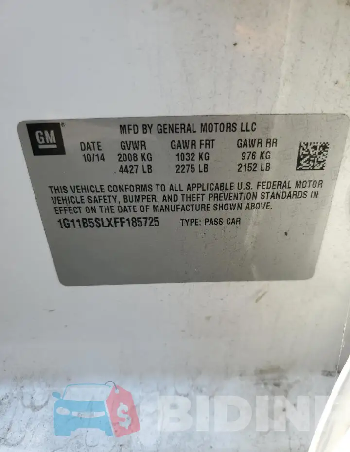1G11B5SLXFF185725 Photo# 12