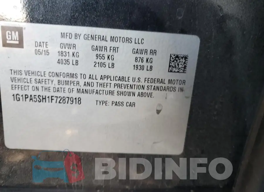 1G1PA5SH1F7287918 Photo# 13