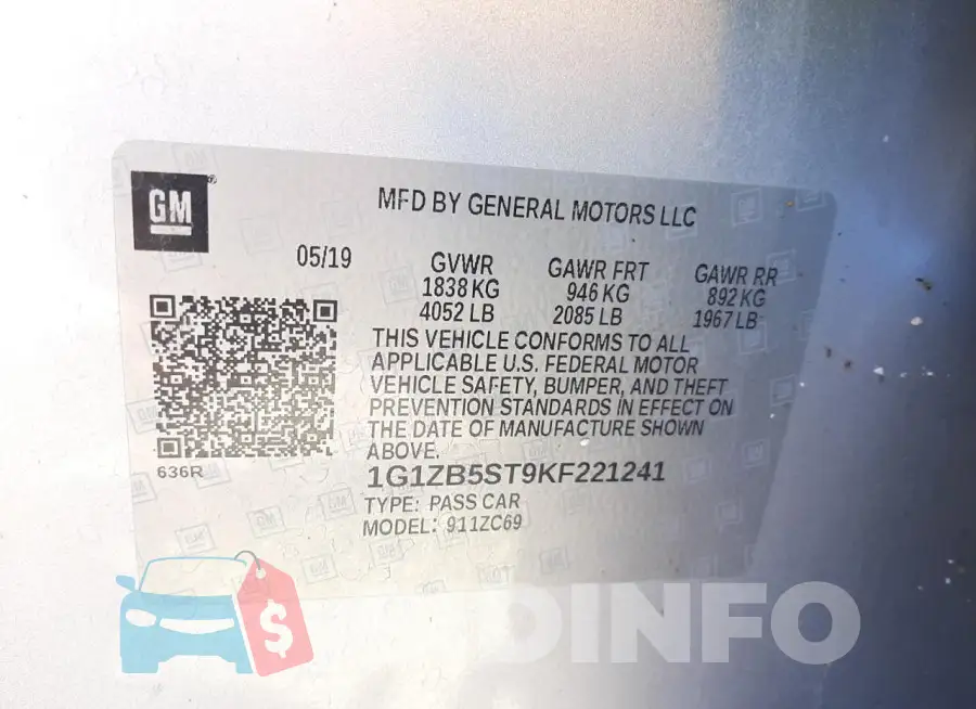 1G1ZB5ST9KF221241 Photo# 12