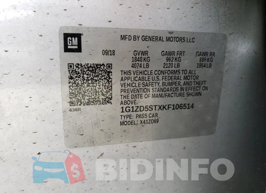 1G1ZD5STXKF106514 Photo# 12