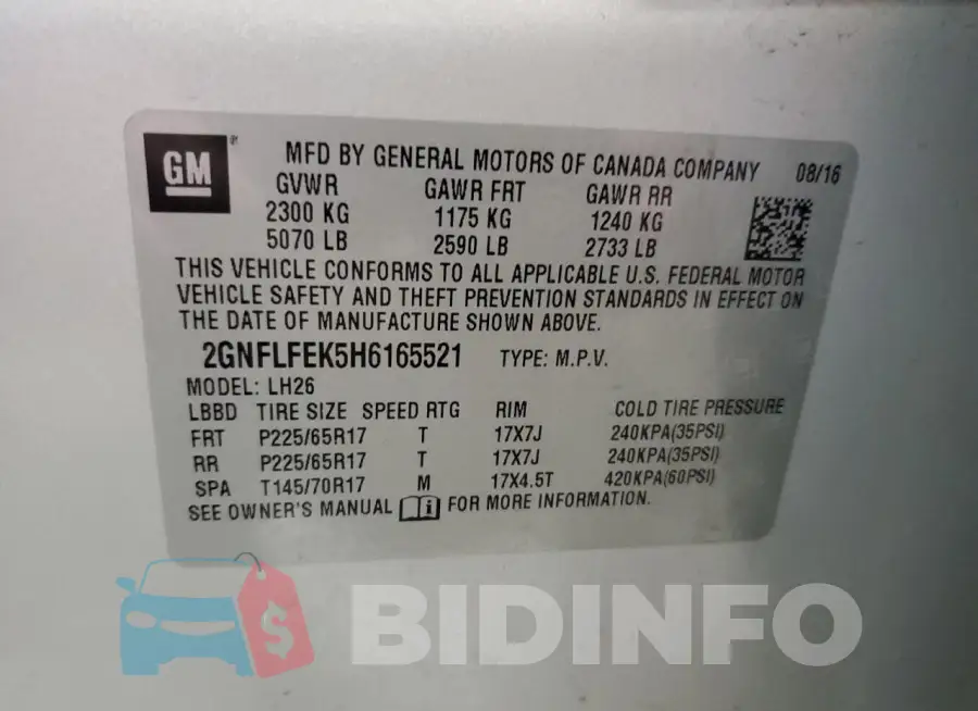 2GNFLFEK5H6165521 Photo# 13
