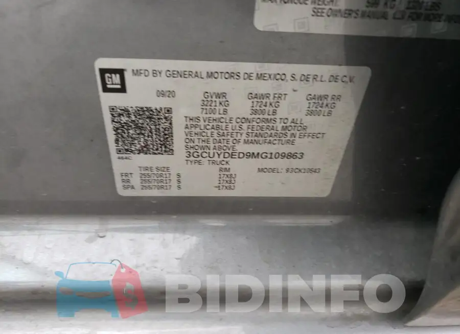 3GCUYDED9MG109863 Photo# 12