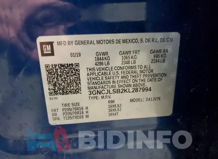3GNCJLSB2KL287994 Photo# 12