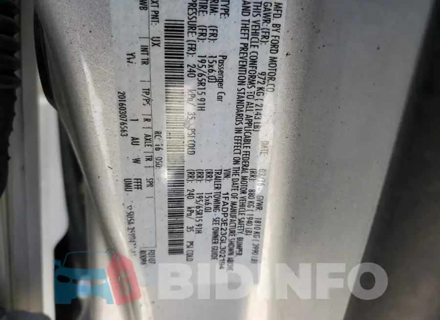 1FADP3E23GL302194 Photo# 12
