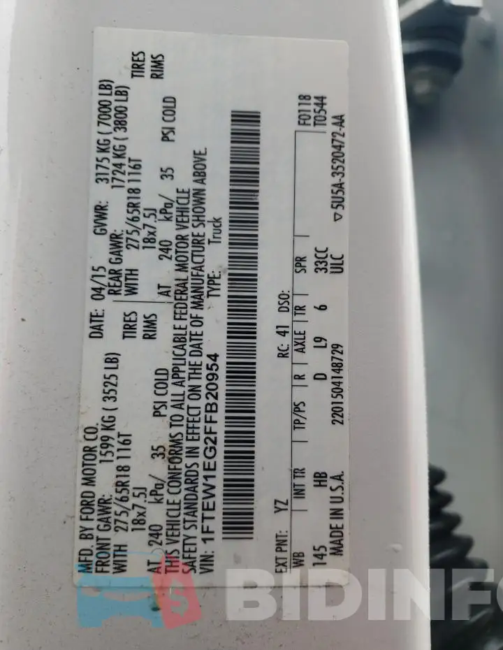 1FTEW1EG2FFB20954 Photo# 12