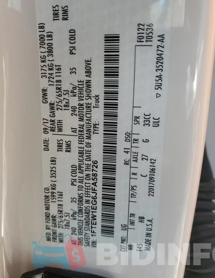 1FTEW1EG6JFA58726 Photo# 13