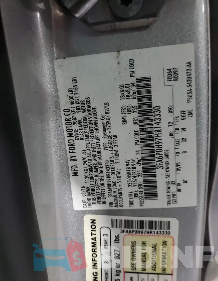3FA6P0H97HR143330 Photo# 12