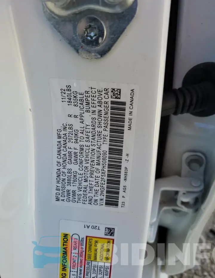 2HGFE2F5XPH508090 Photo# 12