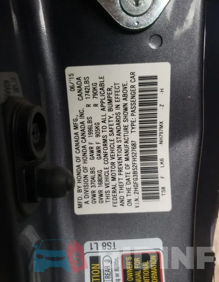 2HGFG3B52FH527687 Photo# 12