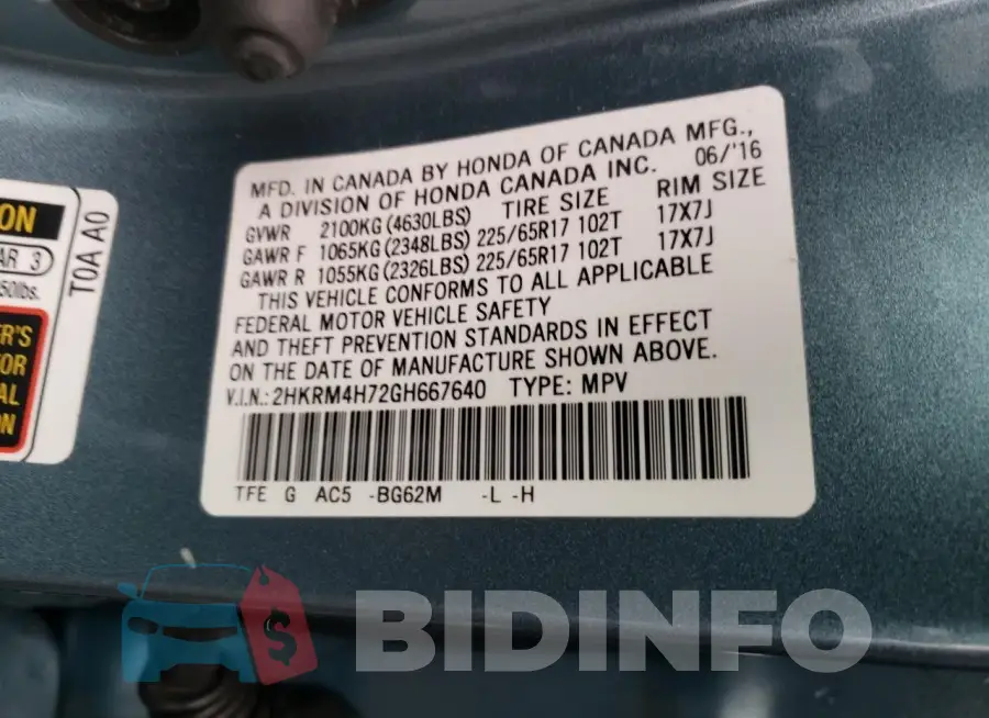 2HKRM4H72GH667640 Photo# 12