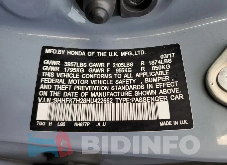 SHHFK7H28HU422662 Photo# 12