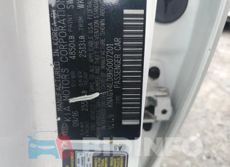 KNAGV4LD8H5007201 Photo# 12