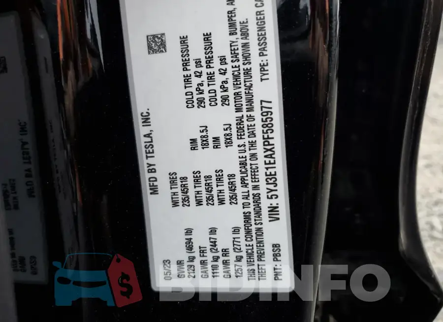 5YJ3E1EAXPF585977 Photo# 12