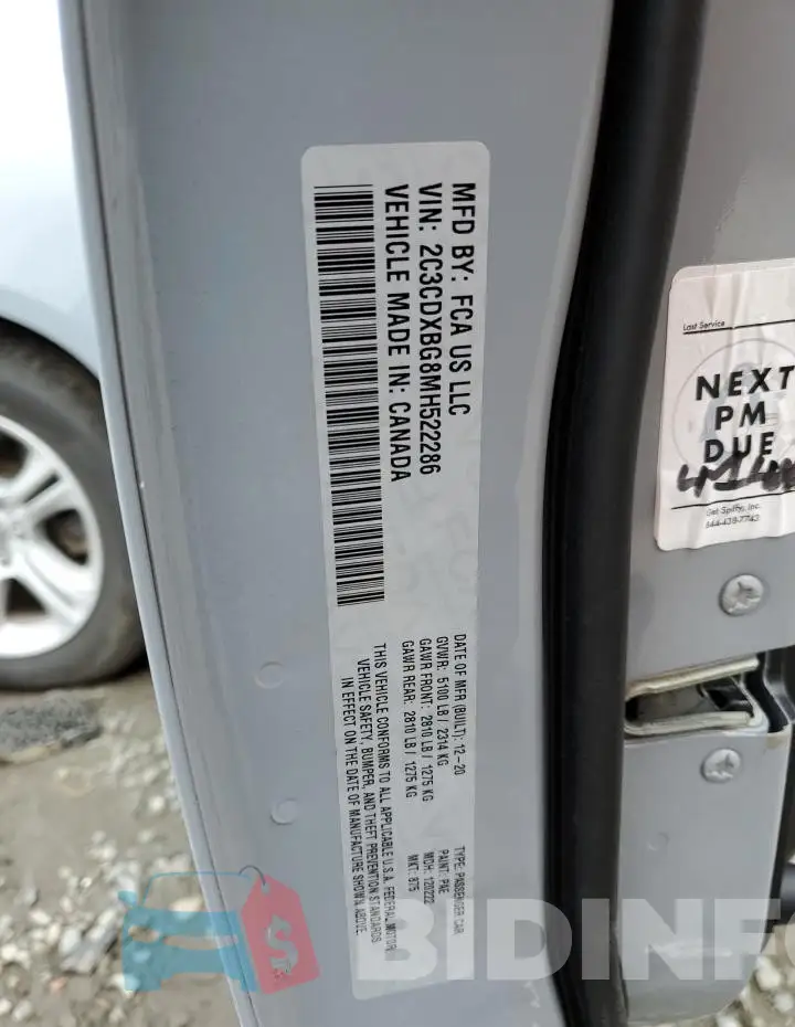 2C3CDXBG8MH522286 Photo# 12