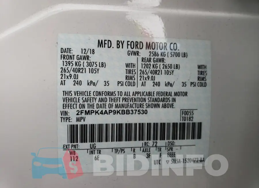 2FMPK4AP9KBB37530 Photo# 12