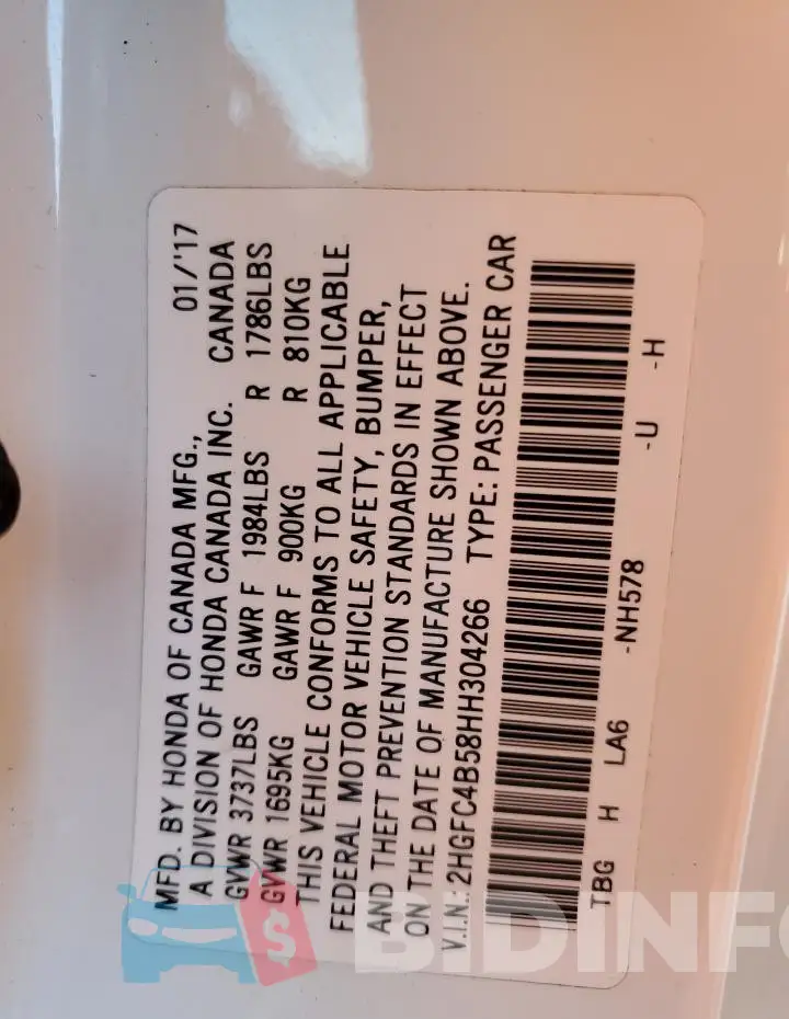 2HGFC4B58HH304266 Photo# 13