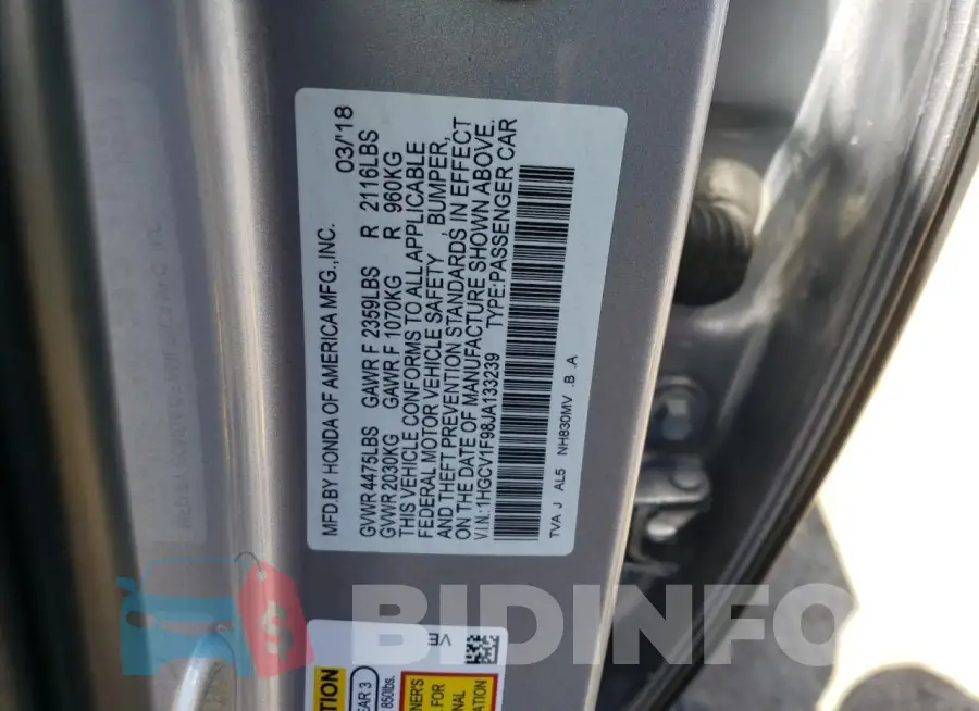 1HGCV1F98JA133239 Photo# 12