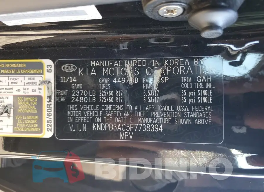KNDPB3AC5F7738394 Photo# 13