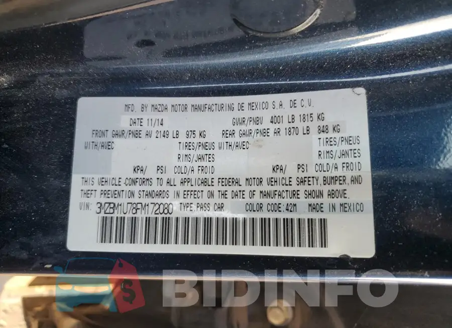 3MZBM1U78FM172080 Photo# 12
