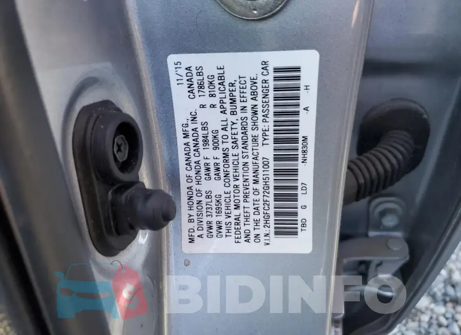 2HGFC2F72GH511007 Photo# 13