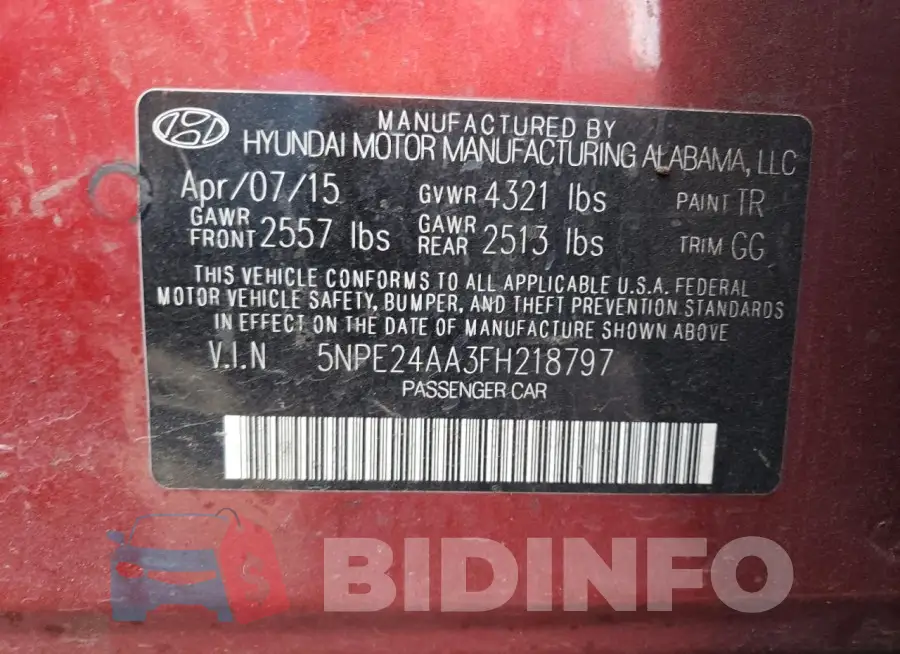 5NPE24AA3FH218797 Photo# 12