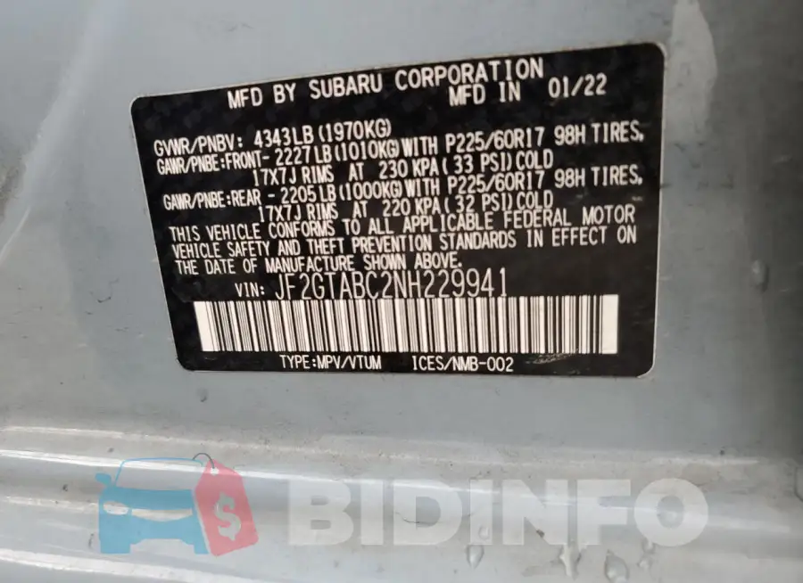 JF2GTABC2NH229941 Photo# 13