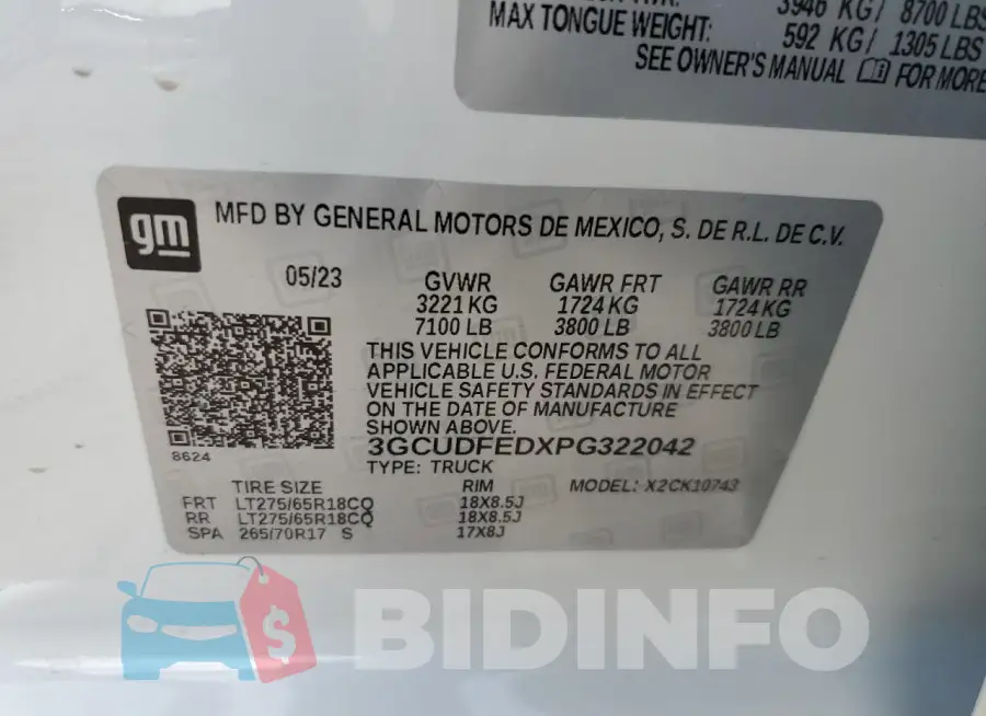 3GCUDFEDXPG322042 Photo# 12