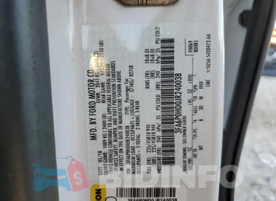 3FA6P0HD0JR240038 Photo# 13