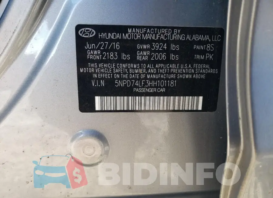 5NPD74LF3HH101181 Photo# 13