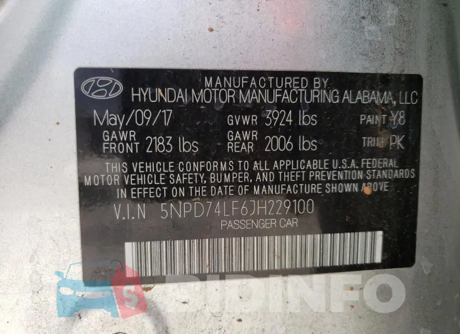 5NPD74LF6JH229100 Photo# 12